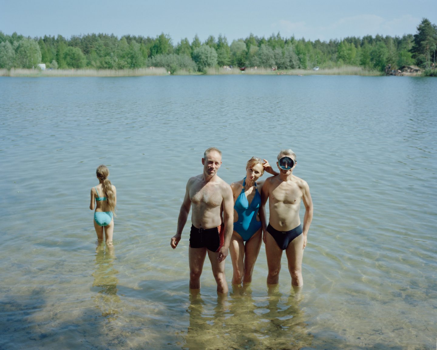 Peope swimming in the quarry near by Bolderaja 2014.