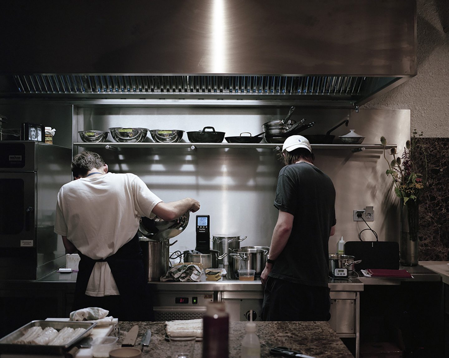 Dylan & Spencer in the restaurant.