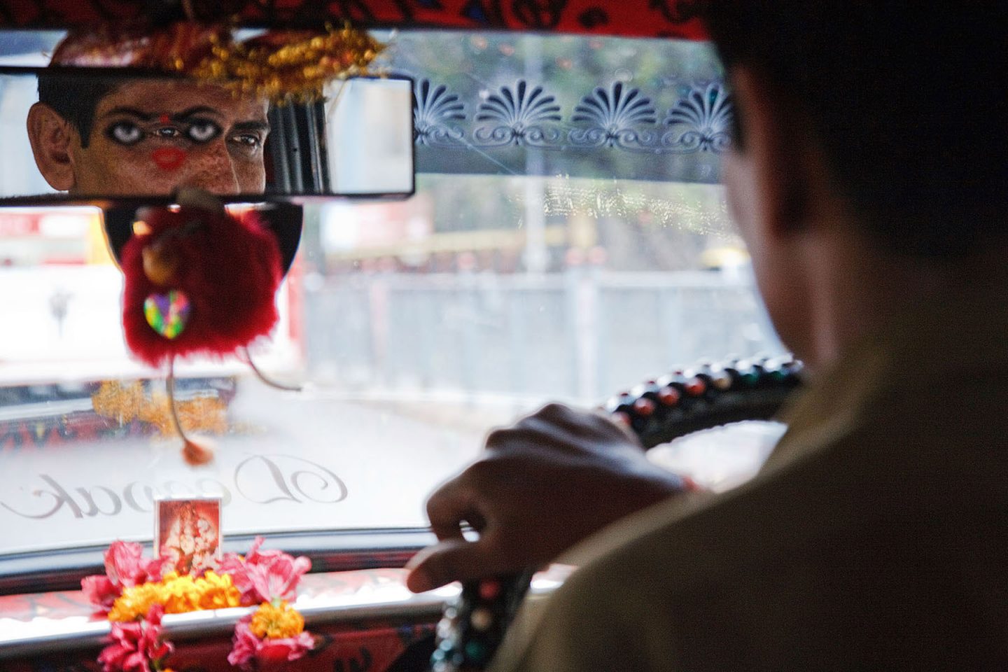 A taxi ride in Mumbai, India.